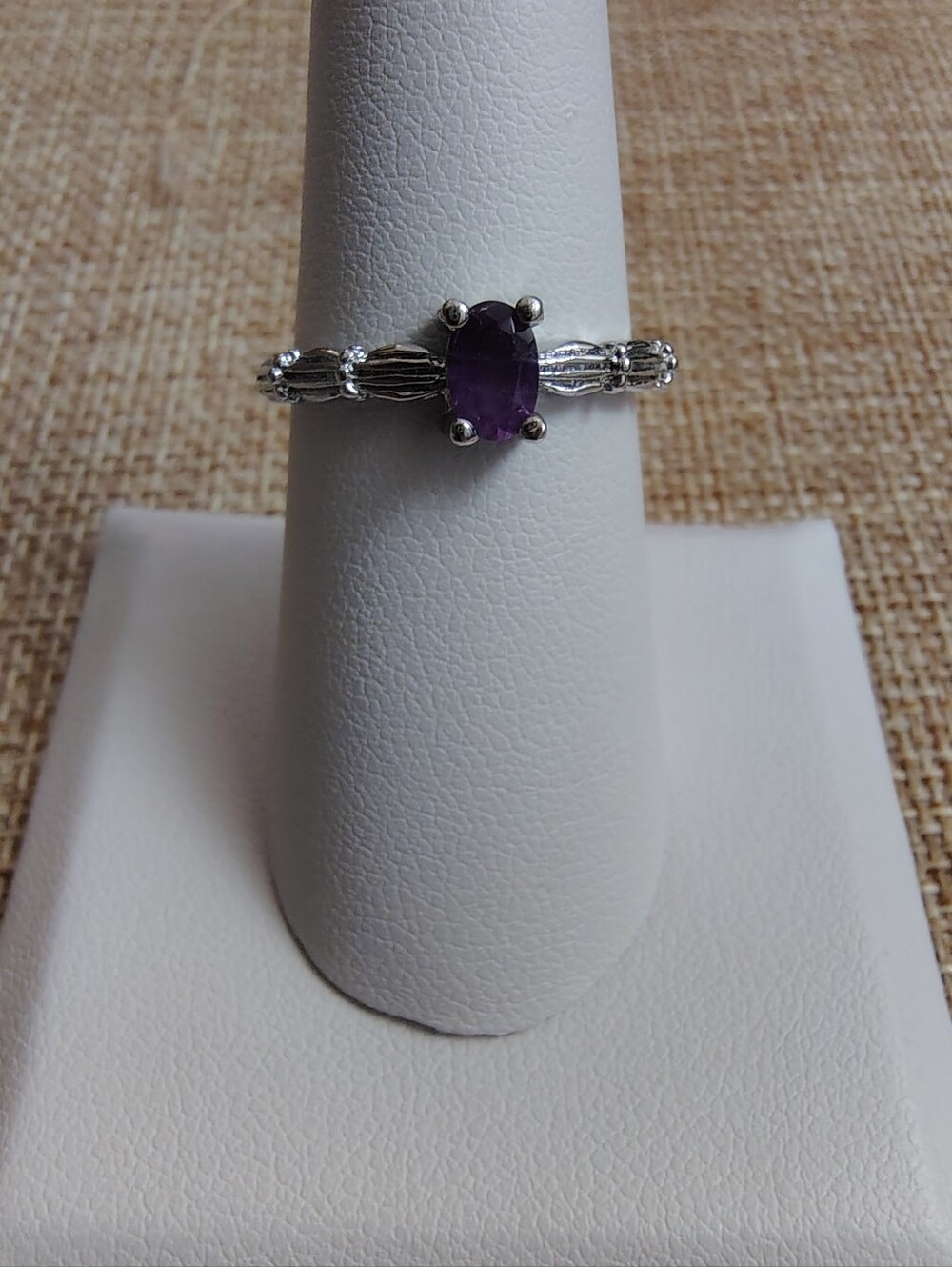Purple Amethyst Solitaire Adjustable Ring